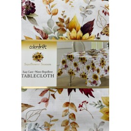 Colordrift Fall Autumn Thanksgiving Tablecloth (Sunflower Season, 60 x 84)