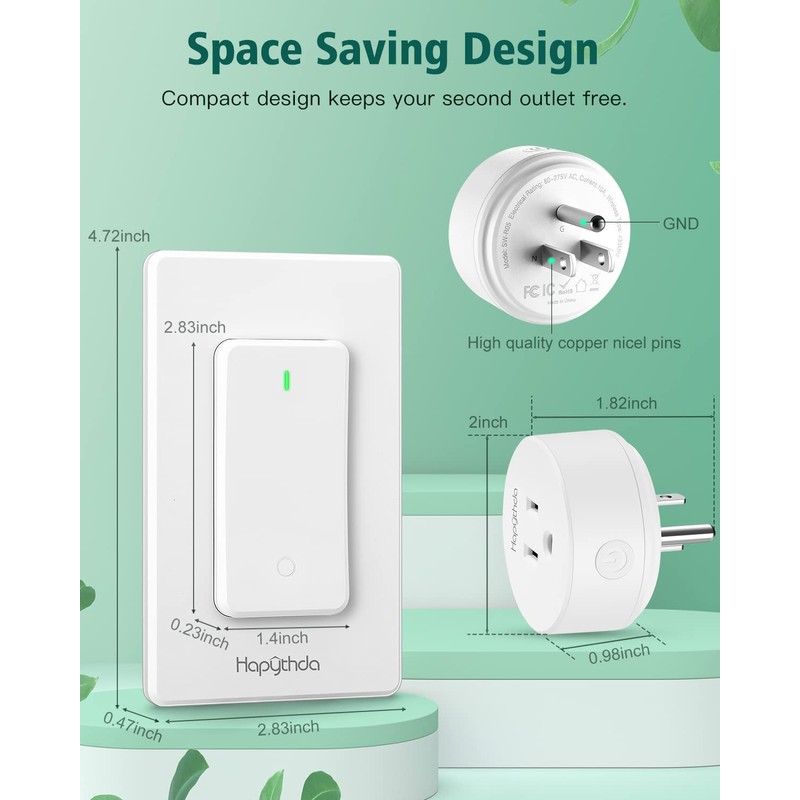 Remote Control Outlet, Wireless Wall Mounted Light Switch, 15A/1500W Remote
