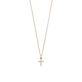 Xenox XS3521RK Women's Classic Cross Necklace with Pendant Zirconia Silver Rose, Sterling Silver, Cubic Zirconia