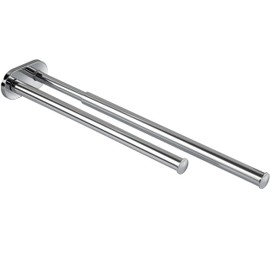 Gedotec Extendable Towel Rail 2 Arms Chrome-Plated Polished Tea Towel Holder Length 325-565 mm Metal Bath Towel Holder for Wall Mounting Bathroom Towel Rail