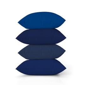 ggaimwf Solid Color Linen Cushion Covers for Sofa Navy Blue Gradient Throw Pillow for Bed Northen Vast Ocean Color Handmade Square Cushion Cases with Invisible Zipper, 45x45cm Set of 4