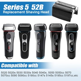 Pack of 2 52B shaving head series 5, electric S5 shaving head compatible with Braun Series 5, S5 shaving head, replacement shaving part, foil head accessories for Series 5, 5018s, 5030s, 5050cc,