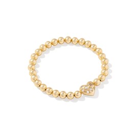Kendra Scott Womens Holland Heart Stretch Bracelet Gold White Crystal One-Size