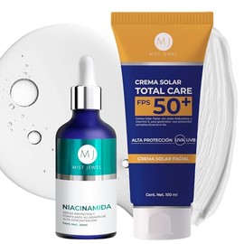 MIST JEWEL Kit Facial Protector Solar FPS50  Srum de Niacinamida  Antimanchas, Control de Grasa, Minimiza Poros y Protege del Sol  Rutina de Skincare 
