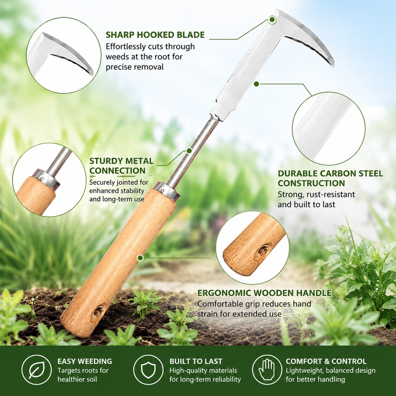 Manual Weeding Sickle for Garden & Crack Cleaning – Heavy-Duty