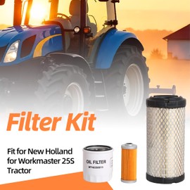 3PCS Filter Kit Fit for New Holland Workmaster 25S Tractor, MT40356015 Oil Filter, MT40358122 Fuel Filter, MT40049450 Air Filter, Filter Maintenance Service Kit