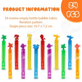 KIRZAX Pack of 24 Sea Creatures Soap Bubbles, Party Bags, Children's Birthday, Soap Bubbles with Sea Animals Design, for Bubble Gifts, Wedding Party, No Liquid (6 Colours)