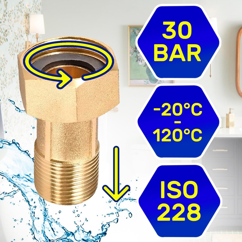 Pack of 2 Water Meter Connection Fittings Thread Diameter 3/4