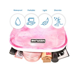 MZIPLINE Pequeña bolsa de cosméticos a prueba de agua resistente al agua, bolsa de tocador para mujer, almacenamiento de viaje, Rosado, Bolsa de tocador con impresión de sublimación de moda