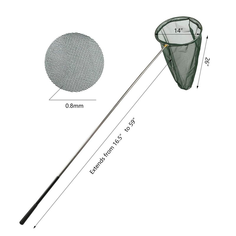 RESTCLOUD Professional Insect and Butterfly Net with 14" Ring, 26"