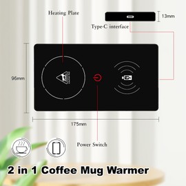 KEAGAN Coffee Cup Warmer, 2 in 1 Smart Cup Warmer, 15W Cup Warmer for Desk, Electric Drink Warmer, USB Heat Coaster Warmer with Touch Technology for Coffee, Milk and Tea