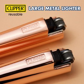 Clipper Classic Large Metal Lighter - CP11 Silver Matte/Shiny Finish, Durable & Refillable with Packing Tool - Iconic Design, Dimensions: 2.5in x 0.55in - 1 Lighter - refillable (Rose Gold)