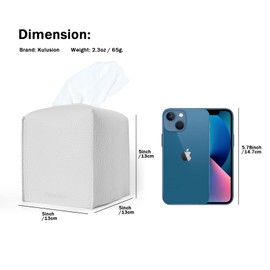 2Pcs Tissue Box Covers, Tissue Box Holder Cube, Modern Delicate PU Leather Square Tissue Covers, Decorative for Bathroom Vanity Countertop, Hotel, Car, Office, Home 5"X5"X5" (Light Grey)