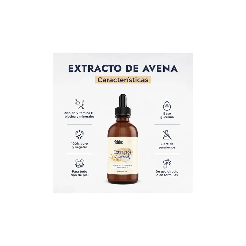 Hebbe Cosmetics Extracto Glicólico de Avena 100g 4X Para Piel