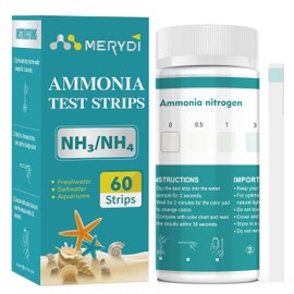 Merydi Ammonia Test Strips,60 Strips Aquarium Test Kit for Fish Tanks & Ponds, Quick & Accurate Freshwater Saltwater Testing Strips