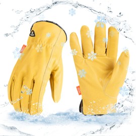 Vgo... 1 Pair 0°C / 32°F Warm Winter Safety Pigskin Work Gloves Men, Rigger Gloves, Construction Worker Gloves, Construction Gloves (PA9501FLWP)