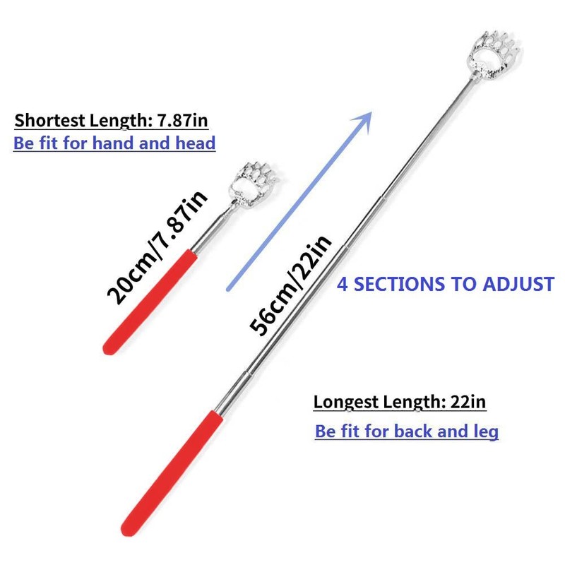 SQULIGT 2PCS Back Scratchers, Bear Claw Shaped Extendable Metal Retractable