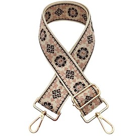 emmy's shop Shoulder Straps, Flower Pattern, Wide, Nylon, Painless, Adjustable Bag, For Smartphones, Cameras, Women's, Thicker, nOir beige