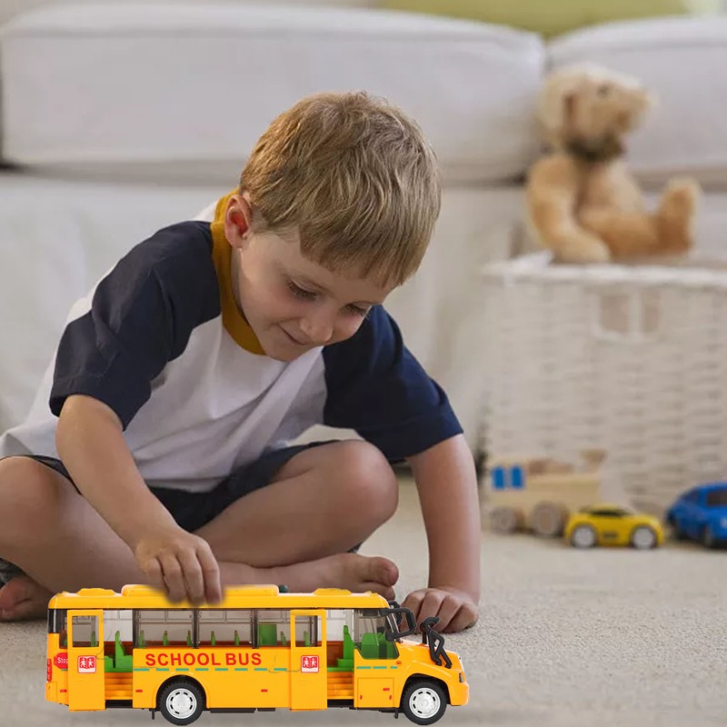 School Bus Model Yellow Die Casting Alloy Openable Door Realistic