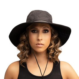 Hairbrella Satin-Lined, Waterproof Sun Hat, Adjustable Fit and Breathable Design (Black)