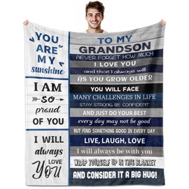 BDASWLY Grandson Gifts from Grandma, Grandson Blanket 60"x50", Grandsons Gifts, Grandsons Birthday Gift, Grandson's Blanket from Grandma, Grandson's Gift' for Graduation Christmas