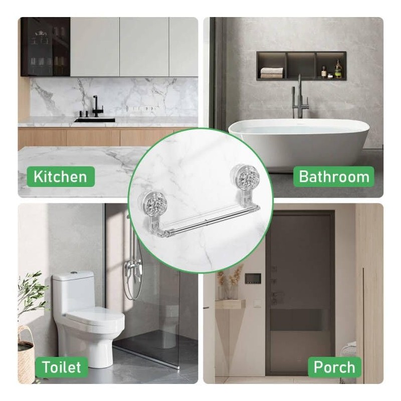 Suction CupTowel Rail 30cm,Wall Mounted Towel Rack Adjustable Bathroom Towel