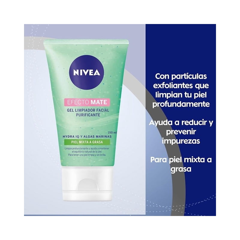 Gel facial limpiador NIVEA Efecto Mate purificante para piel mixta
