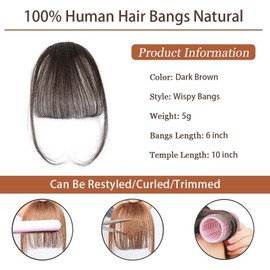 Flequillos Postizos, Postizo Pelo Clip de Flequillo Flequillos de Extensiones Natural Clip Una Pieza Clip in Fringe Bangs Clip en Flequillo Francés Hair de Cabello Extensiones de Cabello Clip Prótesis Capilar para Mujer (Marrón claro)