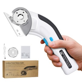 Cordless Electric Scissors, 4 V Electric Mini Box Cutter, Carpet and Cardboard Cutter Tool with Replacement Blades/Charger Rotary Cutter for Cutting Cardboard Packaging, Leather and Plastic