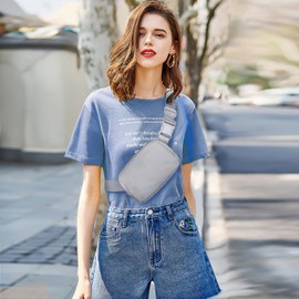 Belt Bag Fanny Pack Crossbody Bags for Women Fashion Waist Packs with Adjustable Strap Gifts for Women Men Teen Girls (Grey)