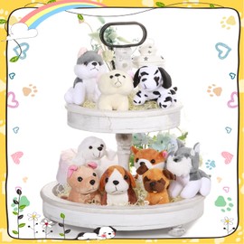 Aoriher 9 Pieces Stuffed Dog Cat Mini Puppy Gift Plush Dog Cat Bulk Small Keychain Stuffed Animal Cute Party Favor Appreciation Gift for Valentines Day Birthday Party(Sweet, No Lanyard Keychain)