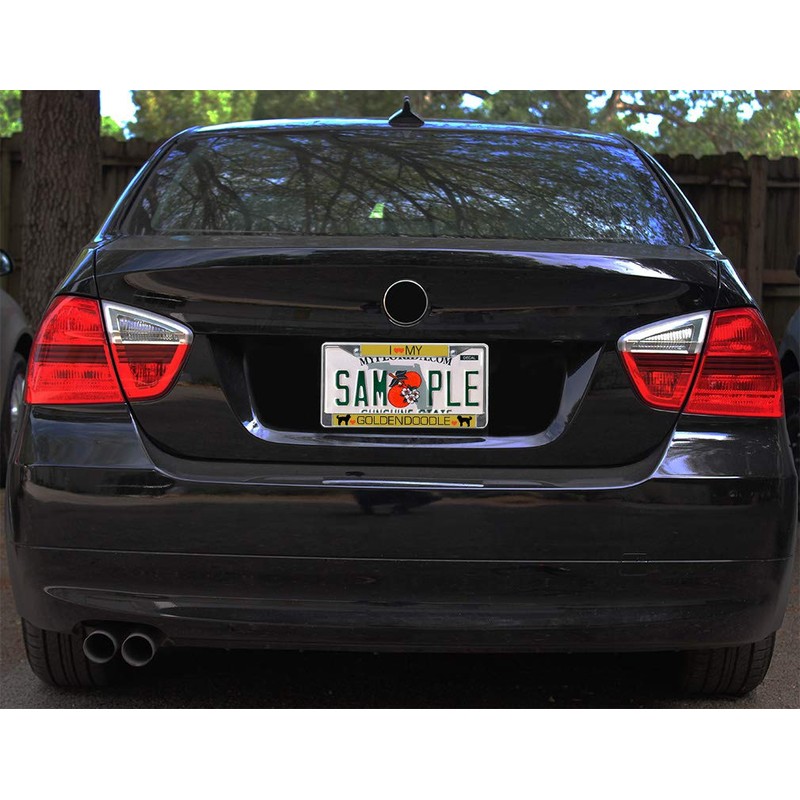 Sign Destination Metal License Plate Frame I Heart My Goldendoodle