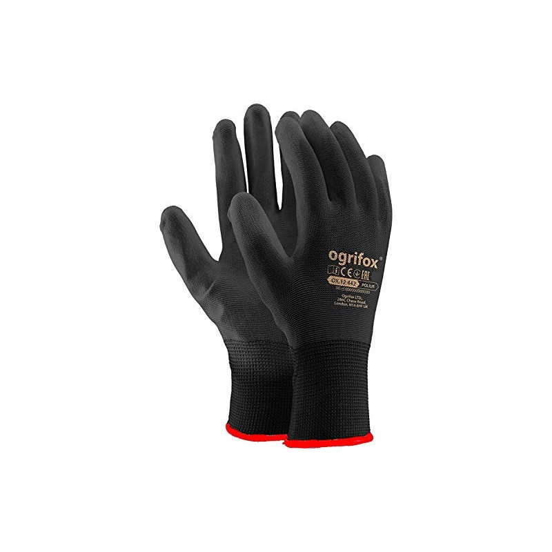 24 Pairs PU Coated Black Nylon Work Gloves. Gardening, Builders,