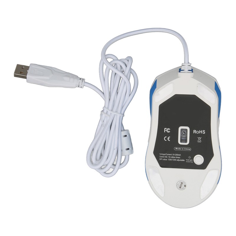 Wired Mouse Ergonomic RGB Backlit Adjustable DPI Programmable Keys 4.9ft