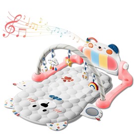 Lauon Baby Play Mat - Double-Sided Piano Gym with Musical, Thicker Bear-Style Tummy Time Mat, Toy Lights & Early Childhood Education Enlightenment for Newborn to Toddler