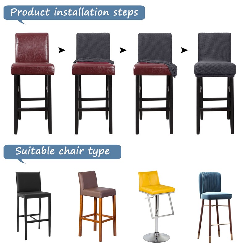 PiccoCasa Stretch & Removable Dining Chair Covers for Pub Counter,
