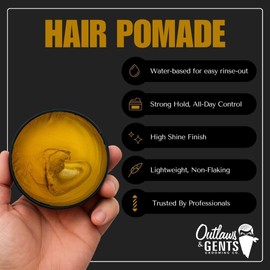 Outlaws & Gents Grooming Co. Hair Pomade - Styling Pomade for Men with Firm Hold and Light Shine - Perfect for Classic and Modern Hairstyles