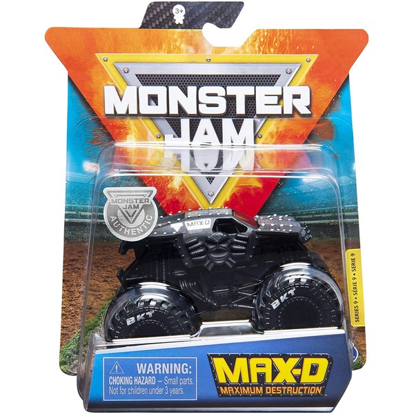 Monster Jam 2020 Spin Master 1:64 Diecast Monster Truck with Wristband: Maximum Destruction MAX D Black