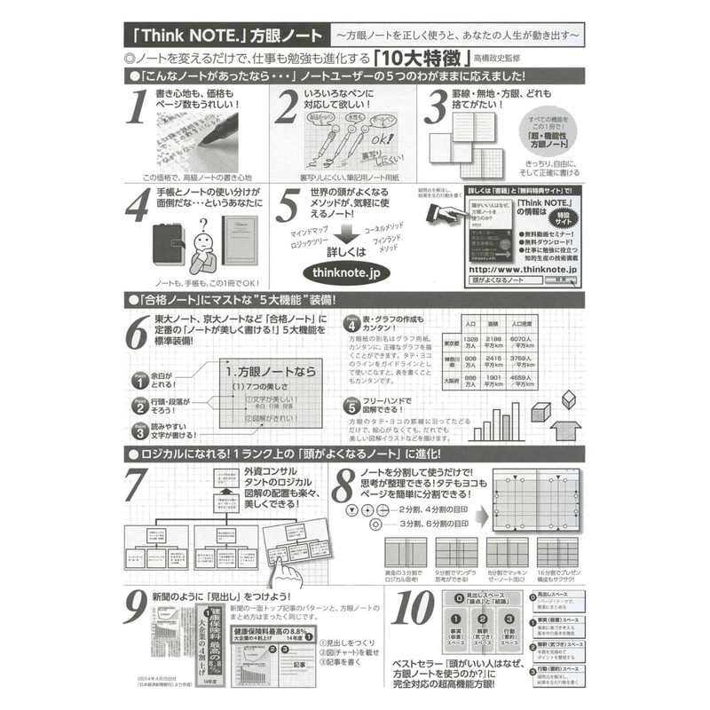 Takahashi Masafumi x Nakabayashi Logical Thinking Notebook, Grid Black/Gray, No-B552S-DN