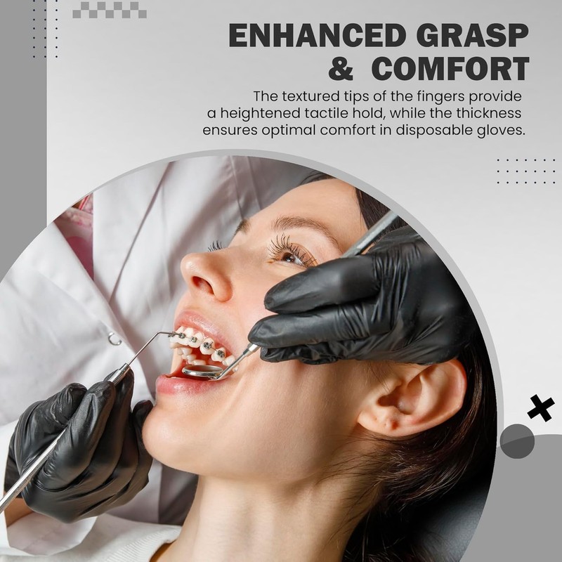 K-MART Black Nitrile Multi-Purpose Disposable Gloves, Powder Free, Disposable, Extra