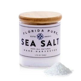 Pure Sea Salt by FLORIDA PURE 80+ Mineral Sea Salt Unrefined, Non Iodized, Addititive-free, Natural Sea Salt for Baking, Cooking, Seasoning & Rich in Taste Hand-harvested Flaky Sea Salt (1.75oz Jar)