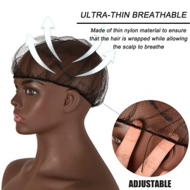 Nylon Hair Net Black 24inch, Sturdy Hair Nets Food Service, 50Pcs Disposable Hairnets for Women & Men, Perfect for Sleeping & Kitchen Food Service