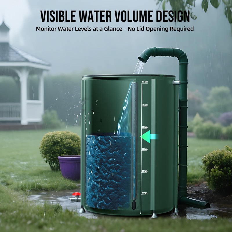 Collapsible Rain Barrel Water Collection System - 100 Gallon Portable