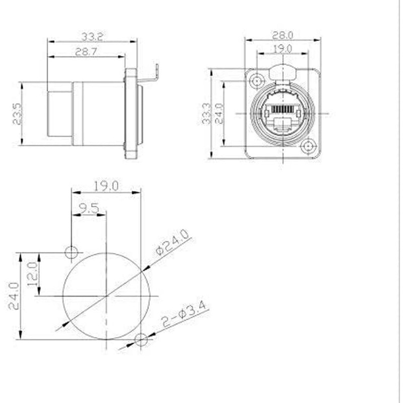 SZRMCC RJ45 Panel Mount Connector Cat5e RJ45 Ethernet Female LAN