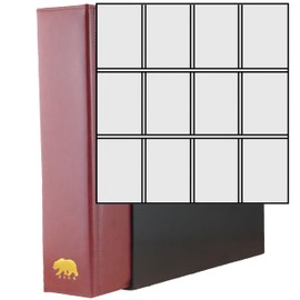 Ursae Minoris Estate Library Deluxe 4 Q-Ring Large Format Binder for Up to 1200 Sports/Trading Cards - Burgundy with Black Slipcase