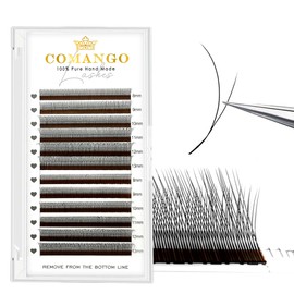 CoMango Cat Eye Lashes Extension Fox EyeLashes Extension 2D Fans YY Shaped Wispy Lashes Mink Premade Lash Fans C/D Curly Natural Fluffy Handmade Individual Eyelash Fans(Black,2D-D-mix8-13mm)