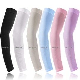 beister Arm Cover, UV Gloves, Arm Cover, Cooling Arm Guard, Unisex, Sun Protection, Sports, Cycling, Tattoo Cover, UV Protection, Breathable, Quick Drying, Cool Sensation, Cool Touch, 6 Pairs (Black