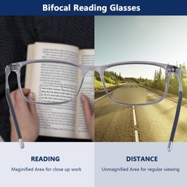 anteojos de lectura bifocales superiores extremadamente ligeras para hombre, brazo de aluminio TR90, marco de bloqueo de luz azul, lectores de computadora, bisagra de resorte + 2.75 gris