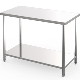 GarveeTech Stainless Steel Table, 60" x 24" Commercial Prep Work Table with Adjustable Undershelf and Pre-Installed Feet, 2 Tier Metal Table for Restaurant, Home, Kitchen, Garages and Outdoor
