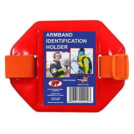 50 Pack, Fluorescent Orange Back, Band & Buckle, Armband, Badge Holder, Fits 2 3/4" x 4 1/8" Cards, Top Slit, Made in USA